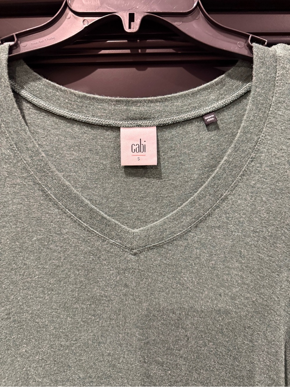 CAbi Heathered Green V-Neck Long Sleeve Top - Picture 3 of 3